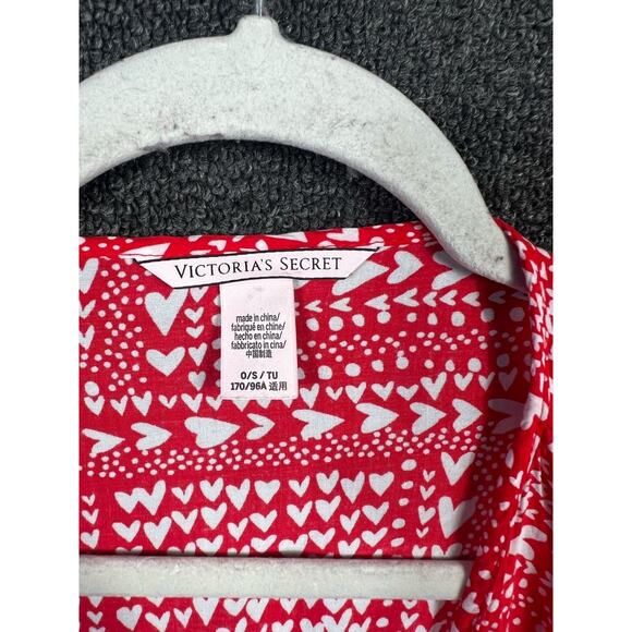 Victoria’s Secret Heart Robe Womens One Size Red White Short KImono Sleeve - Picture 3 of 9